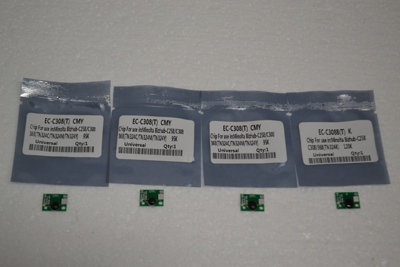 4 x Replacement Toner Chip Refill (CMYK) for Konica Minolta Bizhub C308 C258 C368 (TN324C/TN324M/TN324Y)