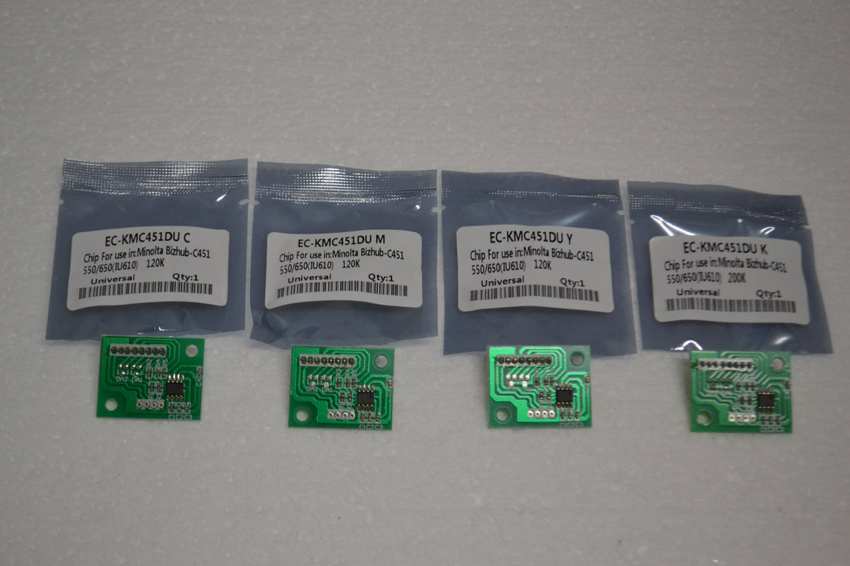 4 x Replacement Drum Reset Chip(CMYK) Konica Minolta Bizhub C451 550 6 ...