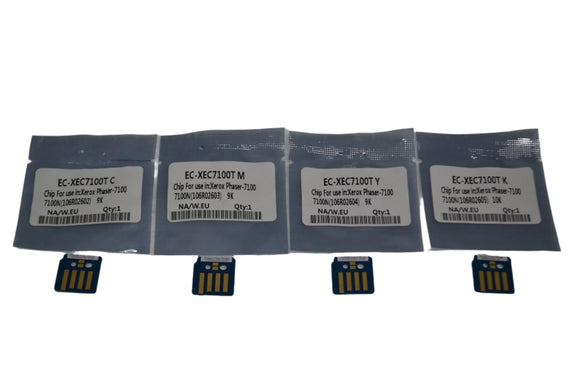 4 x Replacement Toner Refill Chip (CMYK) for Xerox Phaser 7100 7100N 7100DN 106R02602-2605