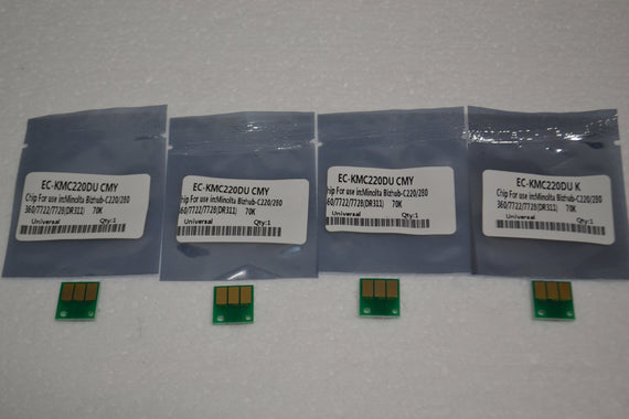 4 x Replacement Drum Reset Chip(CMYK) for Konica Minolta Bizhub C220 280 360 7722 7728 (DR311)