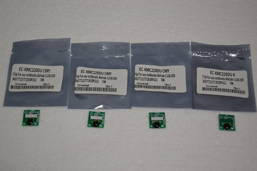4 x Replacement Drum Reset Chip(CMYK) for Konica Minolta Bizhub C220 280 360 7722 7728 (DR311)