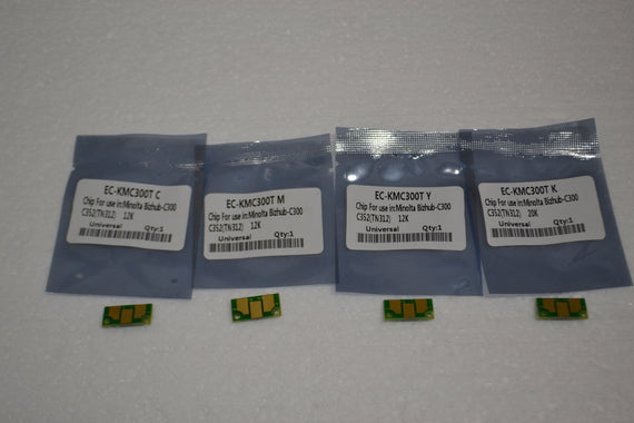 4 x Replacement Toner Chip Reset (CMYK) Konica Minolta Bizhub C300 C352 (TN312)