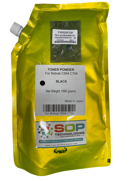 Japan Replacement Toner for Konica Minolta Bizhub C654 C654e C754 C754e - TN711K Toner Powder 1000 Grams  BLACK (Japan Toner)