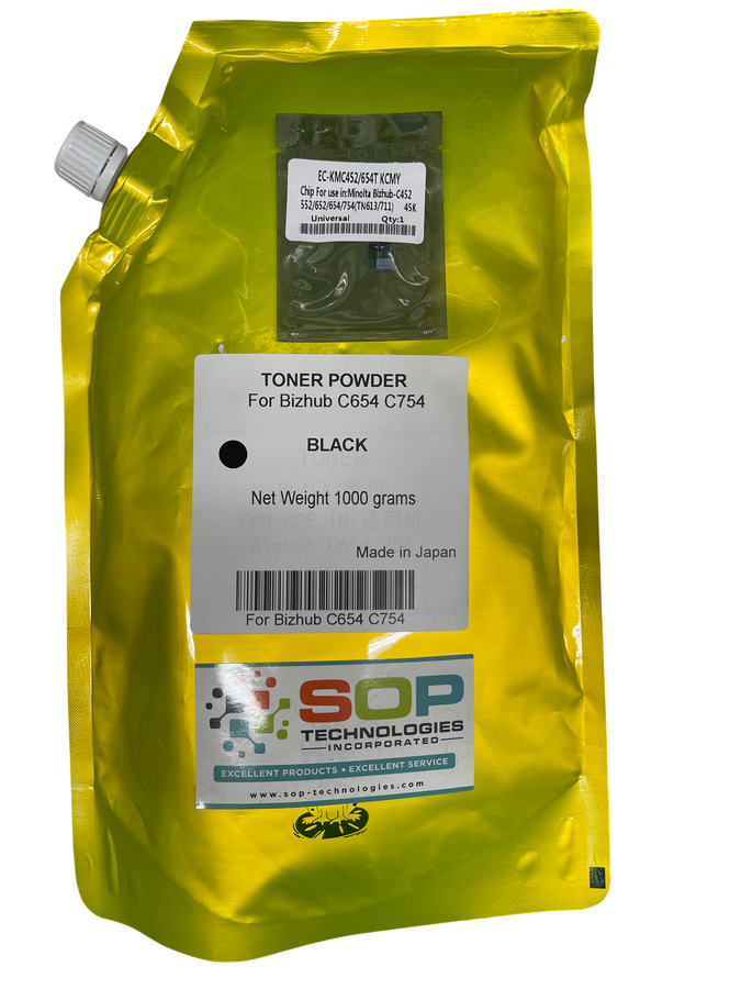 Japan Replacement Toner for Konica Minolta Bizhub C654 C654e C754 C754e - TN711K Toner Powder 1000 Grams  BLACK (Japan Toner)
