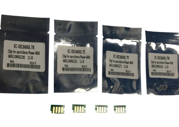 4 Replacement Toner Chips for Xerox Phaser 6600 WorkCentre 6605 106R02225 -106R02228 High Yield (SOLD) - SOP-TECHNOLOGIES, INC.